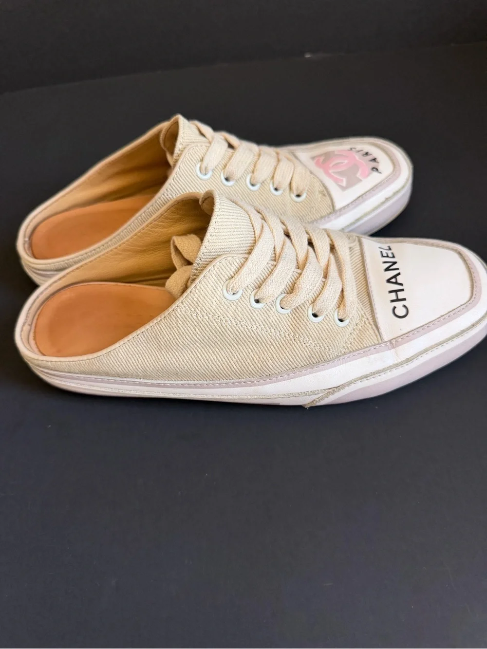 CHANEL Beige Canvas Sneakers